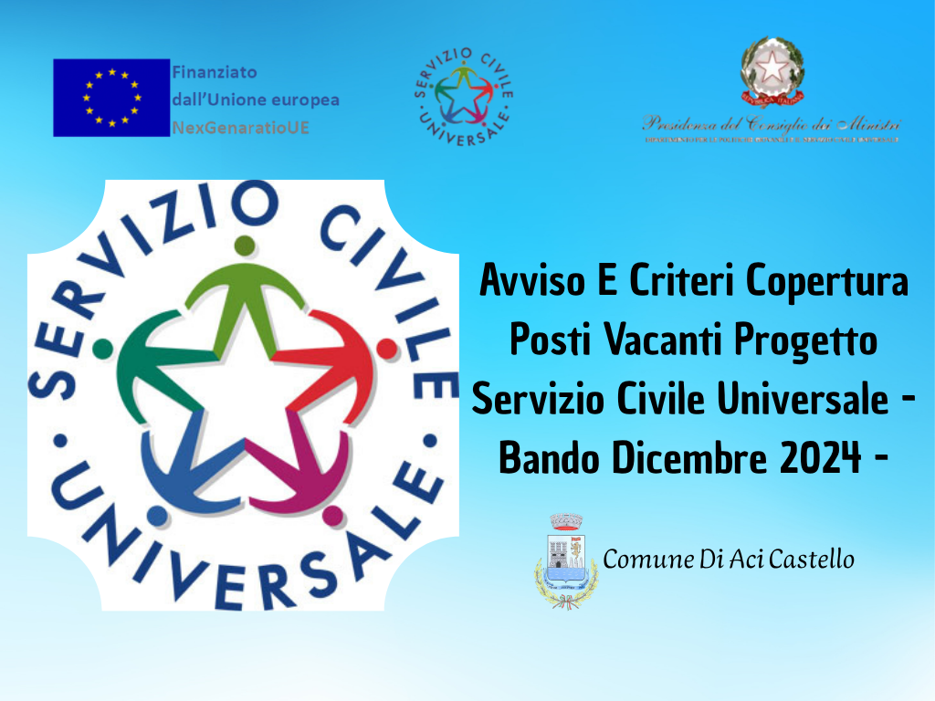 Avviso E Criteri Copertura Posti Vacanti Progetto Servizio Civile Universale – Bando Dicembre 2024