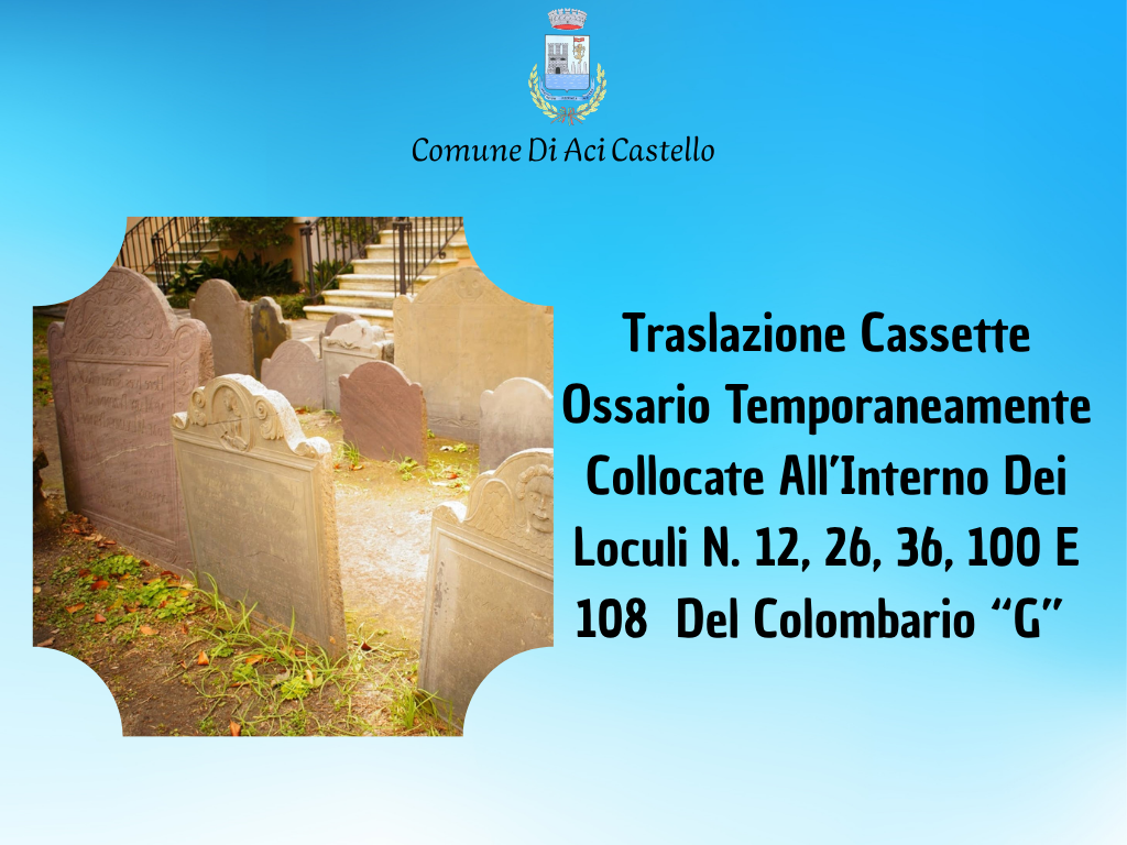 Traslazione Cassette Ossario Colombario G