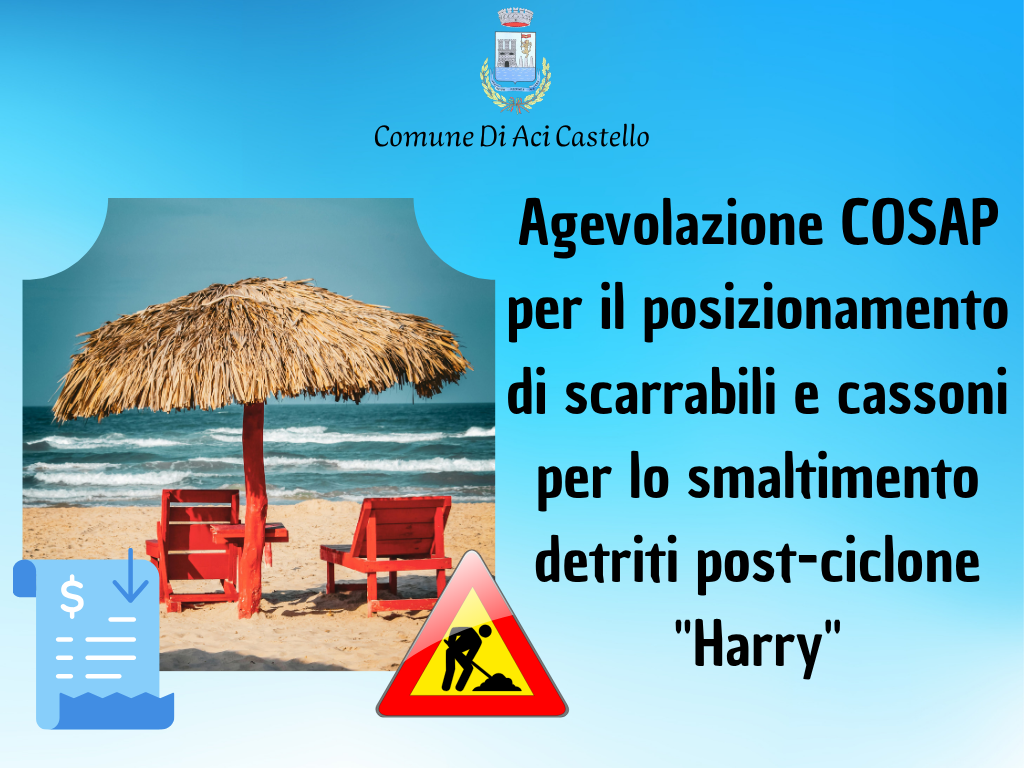 Agevolazione COSAP per il posizionamento di scarrabili e cassoni per lo smaltimento detriti post-ciclone Harry