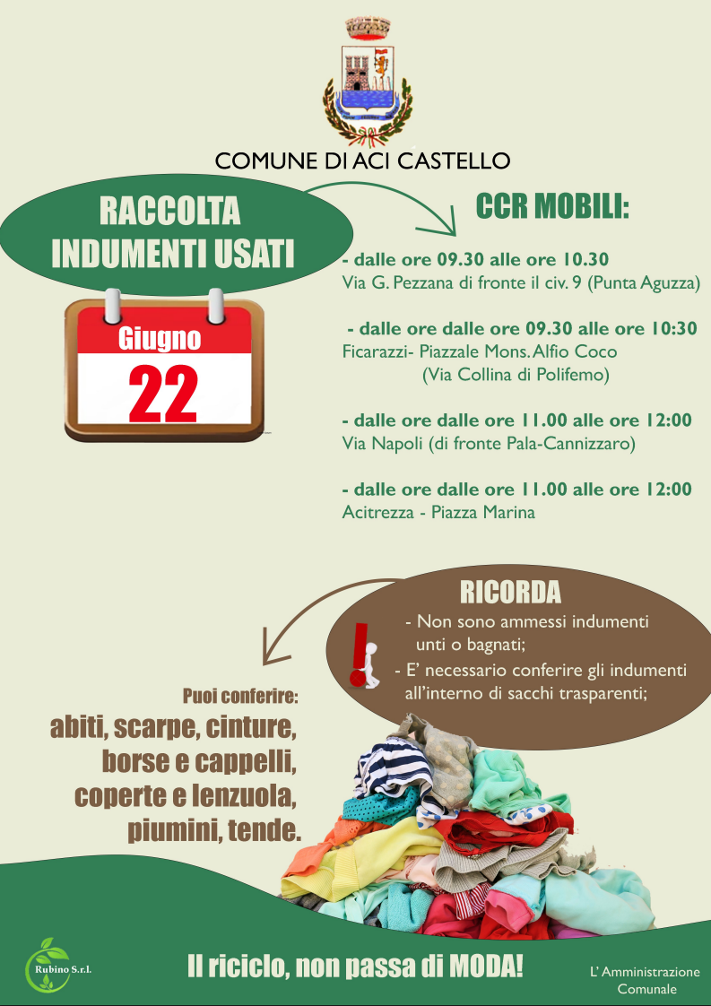 Locandina Raccolta indumenti 22 giugno