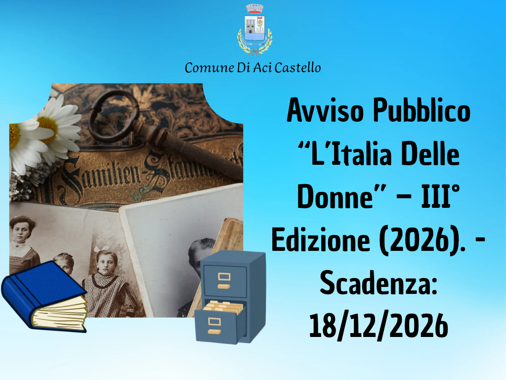 Avviso Pubblico “L’Italia Delle Donne” – III° Edizione (2026). - Scadenza: 18/12/2026