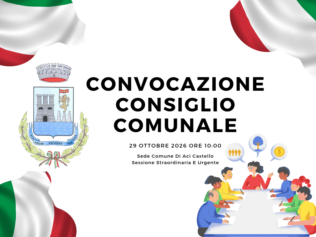 Convocazione Del Consiglio Comunale In Sessione straordinaria e urgente Per Il Giorno 29 Ottobre 2026 Alle Ore 10.00